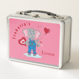 Kute Cartoon Elephant Pink and White Kind Lunchbox