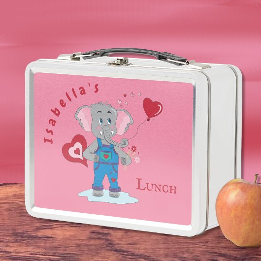 Kute Cartoon Elephant Pink and White Kind Lunchbox