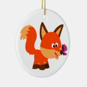Kute Cartoon fox- en vlinderbloemigen Keramisch Ornament (Rechts)