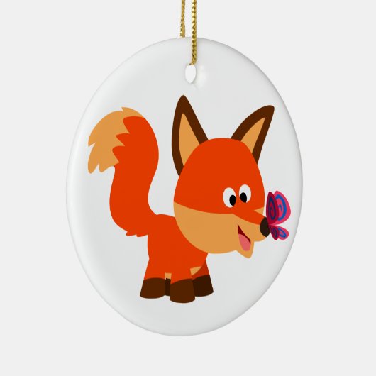 Kute Cartoon fox- en vlinderbloemigen Keramisch Ornament (Rechts)