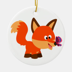 Kute Cartoon fox- en vlinderbloemigen Keramisch Ornament