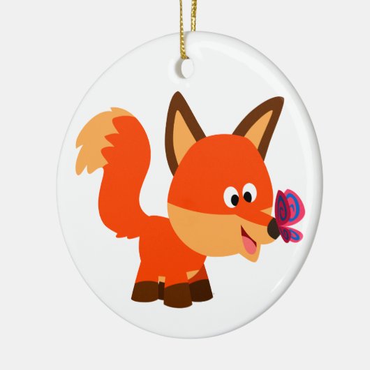 Kute Cartoon fox- en vlinderbloemigen Keramisch Ornament (Links)