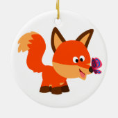 Kute Cartoon fox- en vlinderbloemigen Keramisch Ornament (Achterkant)