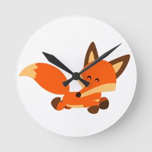 Kute Cartoon Fox Wall Clock Ronde Klok
