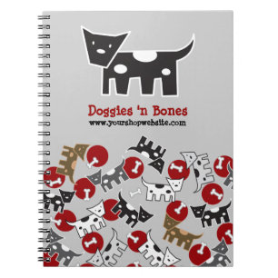 Kute Cartoon-gebotteerde honden & Botten-pc-laptop Notitieboek