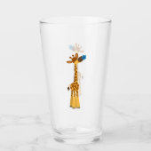 Kute Cartoon Giraffe en blauw ventilator Glas (Voorkant)
