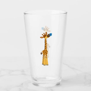 Kute Cartoon Giraffe en blauw ventilator Glas