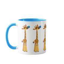 Kute Cartoon Giraffe en blauwe ventilator Mok