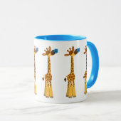 Kute Cartoon Giraffe en blauwe ventilator Mok (Voorkant rechts)