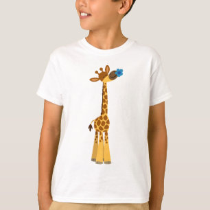 Kute Cartoon Giraffe en Bloem Kinderen T-shirt