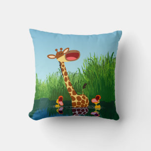 Kute Cartoon Giraffe en Ducklings Pillow Kussen