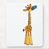 Kute Cartoon Giraffe en ventilator Mousepad Muismat (Voorkant)
