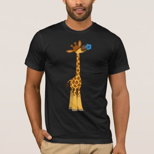 Kute Cartoon Giraffe en ventilator T-shirt (Voorkant)