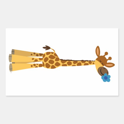 Kute Cartoon Giraffe en ventilatorSticker Rechthoekige Sticker (Voorkant)