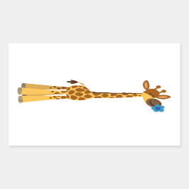 Kute Cartoon Giraffe en ventilatorSticker Rechthoekige Sticker
