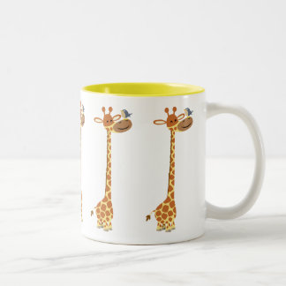 Kute Cartoon Giraffe en vriend Tweekleurige Koffiemok