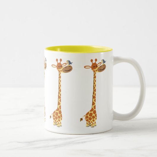 Kute Cartoon Giraffe en vriend Tweekleurige Koffiemok (Rechts)