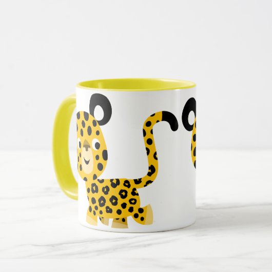 Kute Cartoon glimlachende luipaard Mok (Voorkant links)