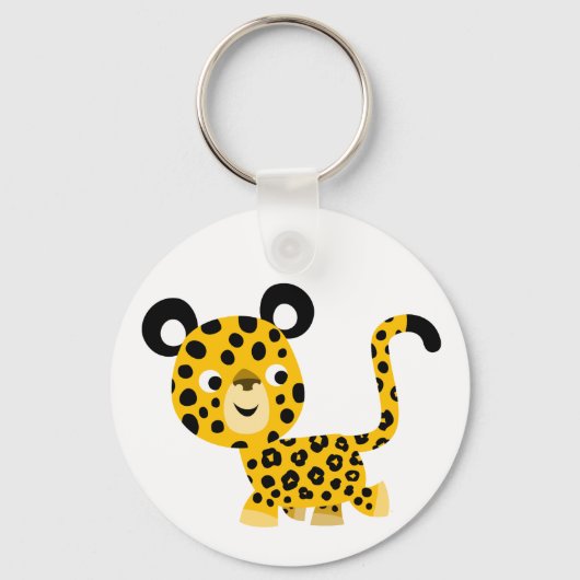 Kute Cartoon glimlachende luipaard Sleutelhanger (Voorkant)