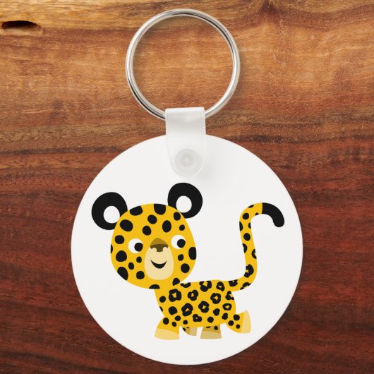 Kute Cartoon glimlachende luipaard Sleutelhanger (Voorkant)