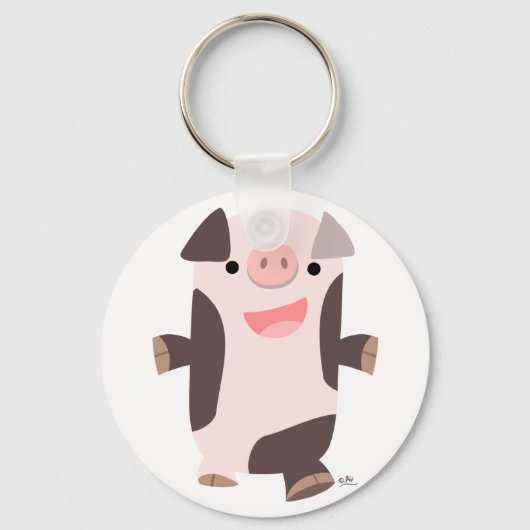 Kute Cartoon glimlachende Varkenspijn Sleutelhange Sleutelhanger (Voorkant)