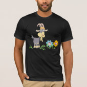 Kute Cartoon Goat and Flowers T-Shirt (Voorkant)