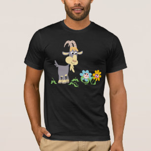Kute Cartoon Goat and Flowers T-Shirt