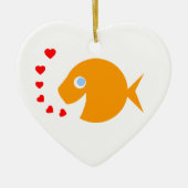 Kute Cartoon Goldfish with Blue Eyes Heart-Shaped Keramisch Ornament (Voorkant)