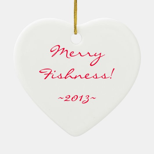 Kute Cartoon Goldfish with Blue Eyes Heart-Shaped Keramisch Ornament (Achterkant)