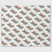 Kute Cartoon Jolly Santa Claus in een rijboot Cadeaupapier (Vlak)