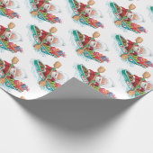 Kute Cartoon Jolly Santa Claus in een rijboot Cadeaupapier (Hoek)
