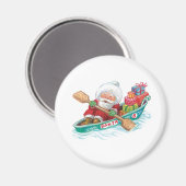 Kute Cartoon Jolly Santa Claus in een rijboot Magneet (Voorkant / Achterkant)