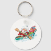 Kute Cartoon Jolly Santa Claus in een rijboot Sleutelhanger (Voorkant)