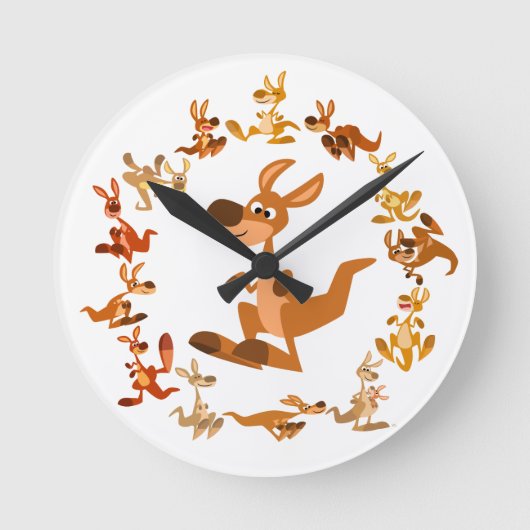 Kute Cartoon Kangaroos Mandala Wall Klock Ronde Klok (Voorkant)