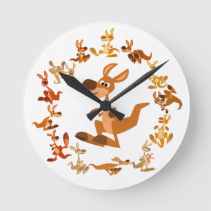 Kute Cartoon Kangaroos Mandala Wall Klock Ronde Klok