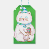 Kute Cartoon kerstkat met een Santa Hat Cadeaulabel (Voorkant)