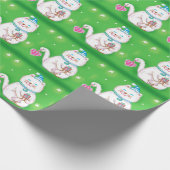 Kute Cartoon kerstkat met een Santa Hat Cadeaupapier (Hoek)