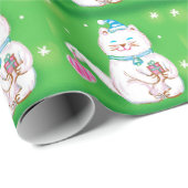 Kute Cartoon kerstkat met een Santa Hat Cadeaupapier (Rol Hoek)