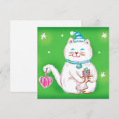 Kute Cartoon kerstkat met een Santa Hat Feestdagenkaart (Voorkant / Achterkant)