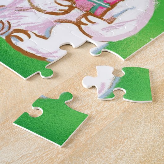 Kute Cartoon kerstkat met een Santa Hat Legpuzzel (Zijkant)