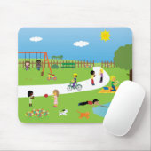 Kute Cartoon kinderen en huisdieren die in het par Muismat (Met muis)