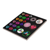 Kute cartoon knoppen felkleurige zwarte achtergron tegeltje (Zijkant)