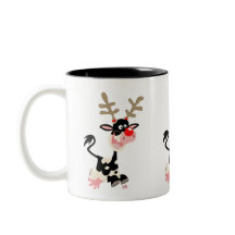 Kute Cartoon Koe Masquerading as Reindeer