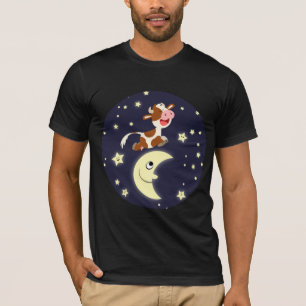 Kute Cartoon Koe over de maan T-shirt