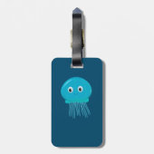 Kute Cartoon kwal in de blauwe zee Bagagelabel (Achterkant verticaal)