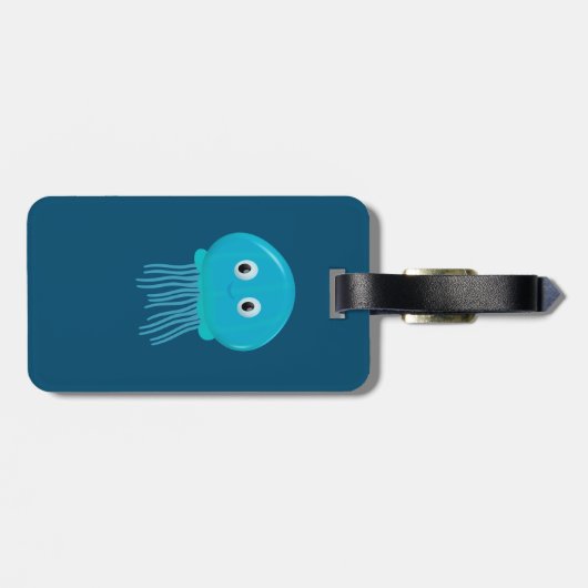 Kute Cartoon kwal in de blauwe zee Bagagelabel (Achterkant horizontaal)