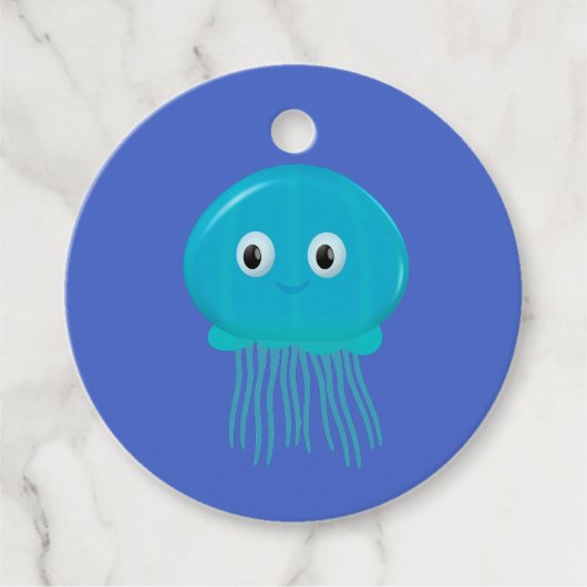 Kute Cartoon kwal in de blauwe zee Bedankjes Labels (Voorkant)