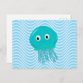 Kute Cartoon kwal in de blauwe zee Briefkaart (Voorkant / Achterkant)