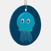 Kute Cartoon kwal in de blauwe zee Keramisch Ornament (Rechts)