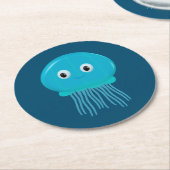 Kute Cartoon kwal in de blauwe zee Ronde Kartonnen Onderzetter (Gebogen)